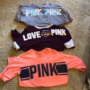 PINK long sleeve shirts (3) Bundle